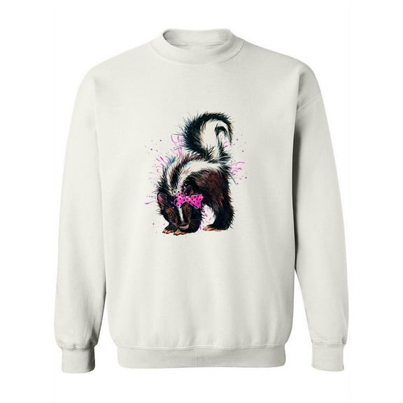 Fashion Watercolor Skunk Sweatshirt Women - Women Sweatshirt, White, 5XL