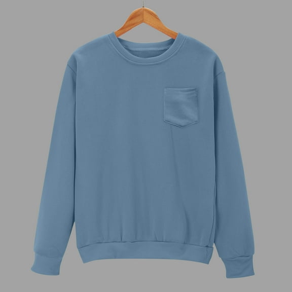 Coorders Crewneck Sweatshirt for Men Women, Women's Long Sleeve Trendy Pullover Sweatshirts Tops ,Navy,Size XL