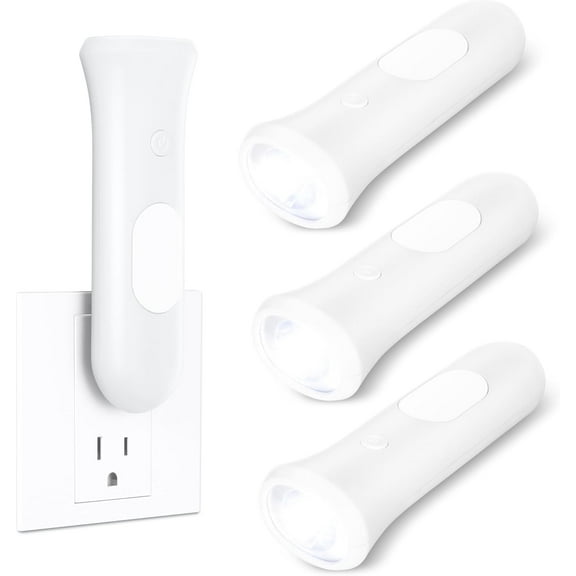 4 in 1 Emergency Lights for Home Power Failure, 3 Pcs Rechargeable LED Flashlight Plug Wall, Automatic Turn-On Outage Night Light Hurricane Preparedness Items
