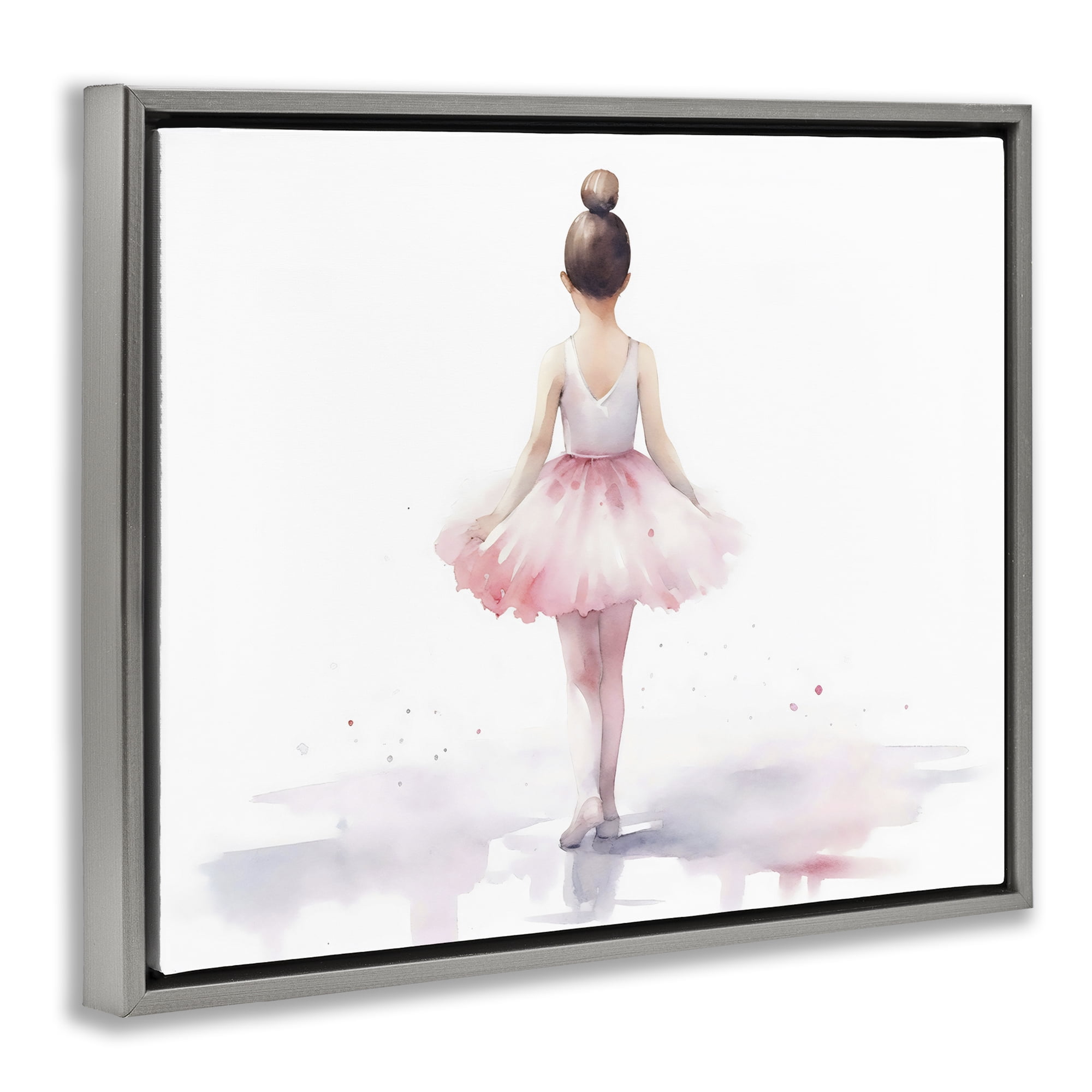 Stupell Industries Ballerina Facing Away Gray Framed Floater Canvas Wall Art, design by Creative Studio