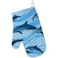 thumbnail image 4 of Dreamtimes Oven Mitts and Pot Holders with Chef Apron 3Pcs Set Dolphins Blue Tone Non Slip Heat Resistant Gloves for Baking Cooking BBQ, 4 of 7