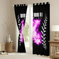 thumbnail image 3 of Purple Letter X Curtains Monogram Home Décor, Baseball Curtains & Drapes For Kids Boys Teens Bedroom, Ice And Fire Sports Games Blackout Curtains Flame Baseball Window Curtains 38"Wx45"L, Black, 3 of 5