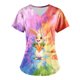 thumbnail image 2 of Pullover Impreso de Pascua de las Mujeres, Nuevo Cuello en V de Manga Corta Casual Top para Uso Diario Y de Fiesta, Camiseta de Cuidado de la Moda Elástica, 2 of 4
