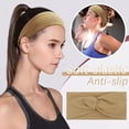 thumbnail image 2 of Clearance! Baberdicy Wide Headbands for Women Headbands for Girls Boho Headband Knotted Solid Yoga Sports Elasticity Fashion Headband Beige, 2 of 7