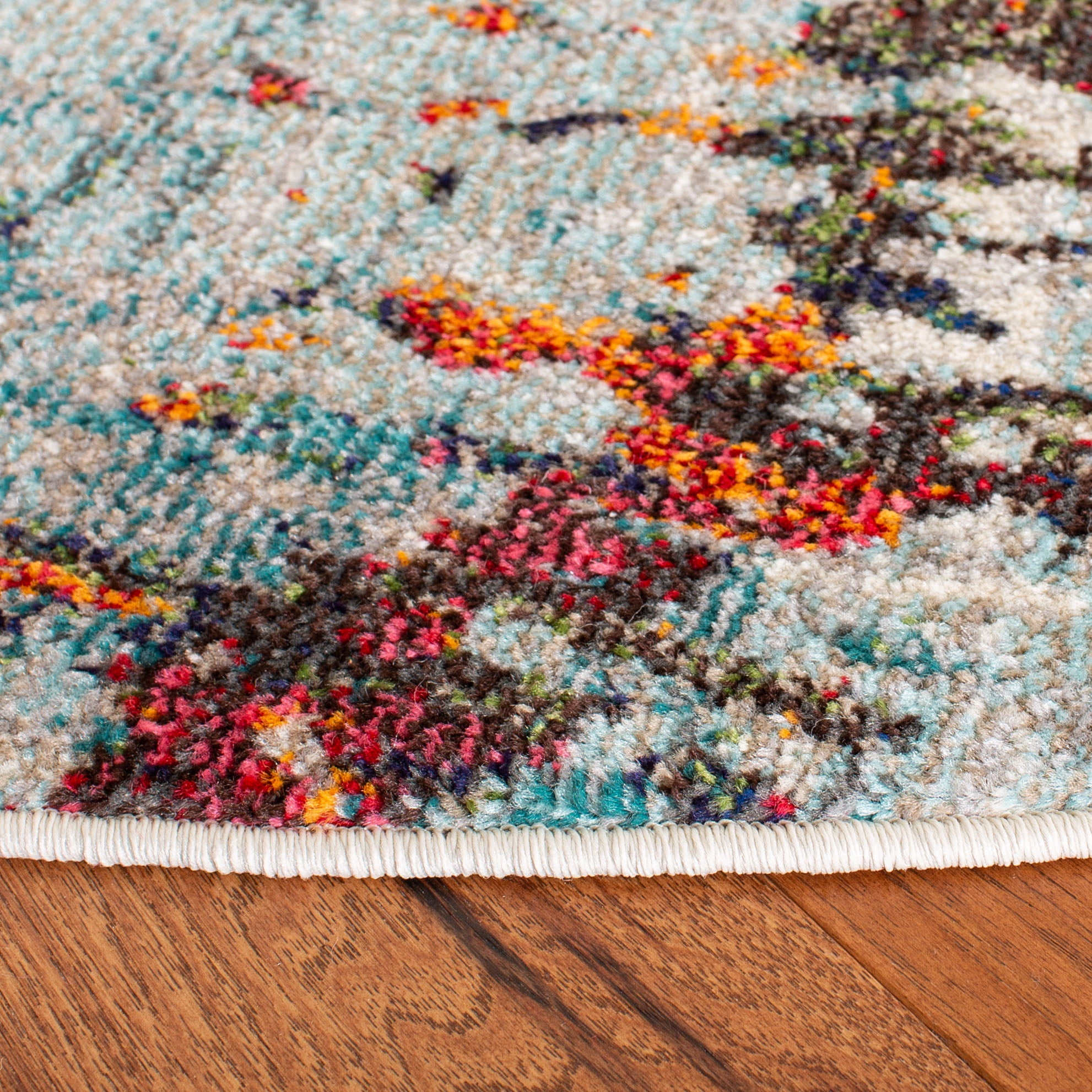 SAFAVIEH Madison Flowers Vintage Abstract Area Rug, Grey/Blue, 8' x 8' Round