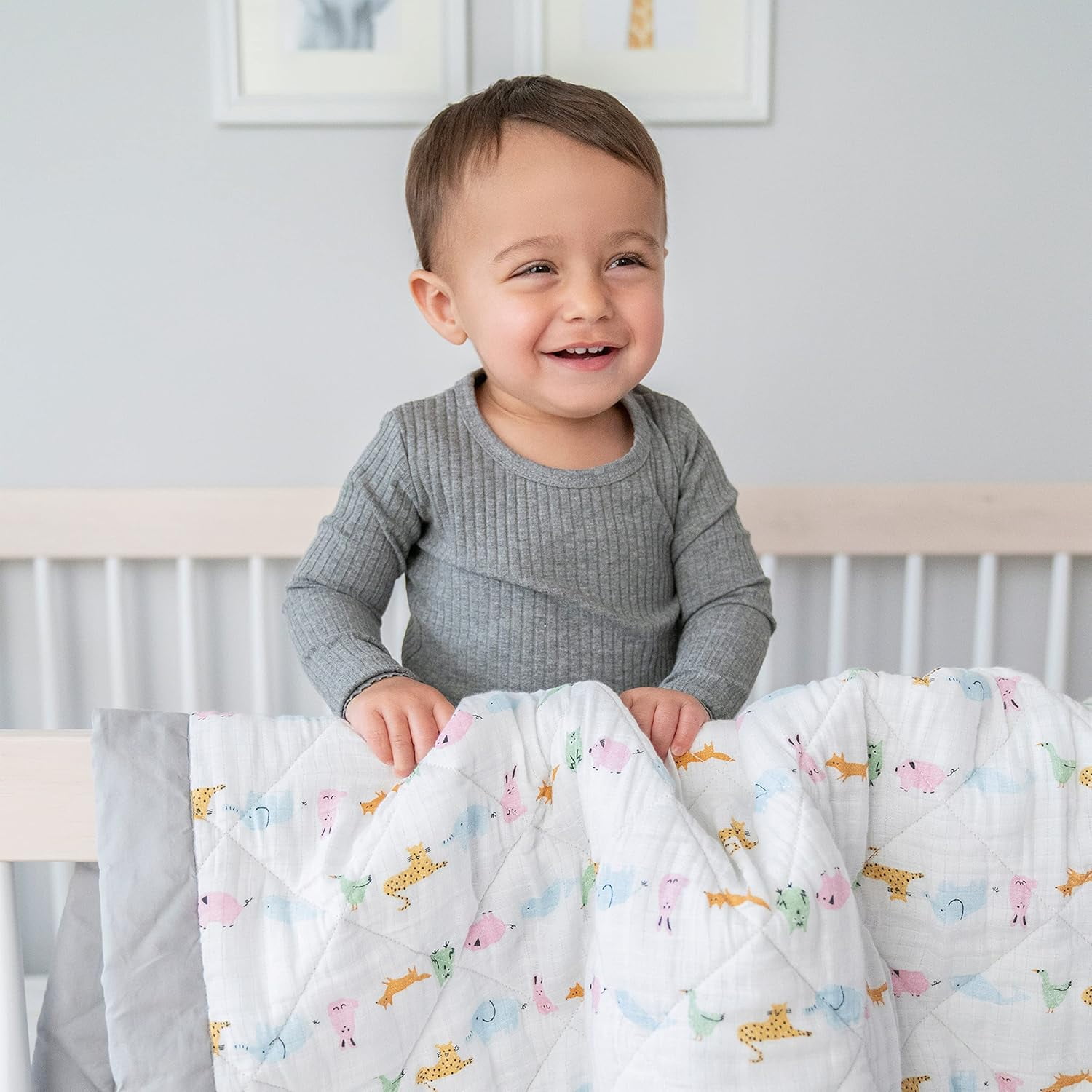 aden + anais Essentials, Cotton Crib Bedding Set , Alphabet Animals, Unisex, Infants, 3-piece set