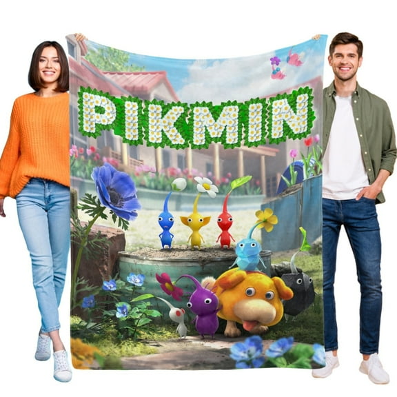 Pikmin Blanket Flannel Throw for Bed Sofa Office Birthday Gift Cartoon Style