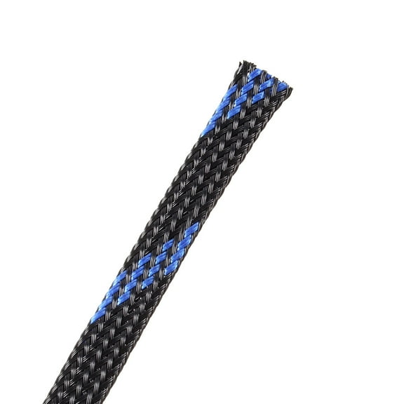 PET Expandable Cord Protector, 10Ft-6mm Wire Loom Cable Sleeve and Organizer Black and Blue