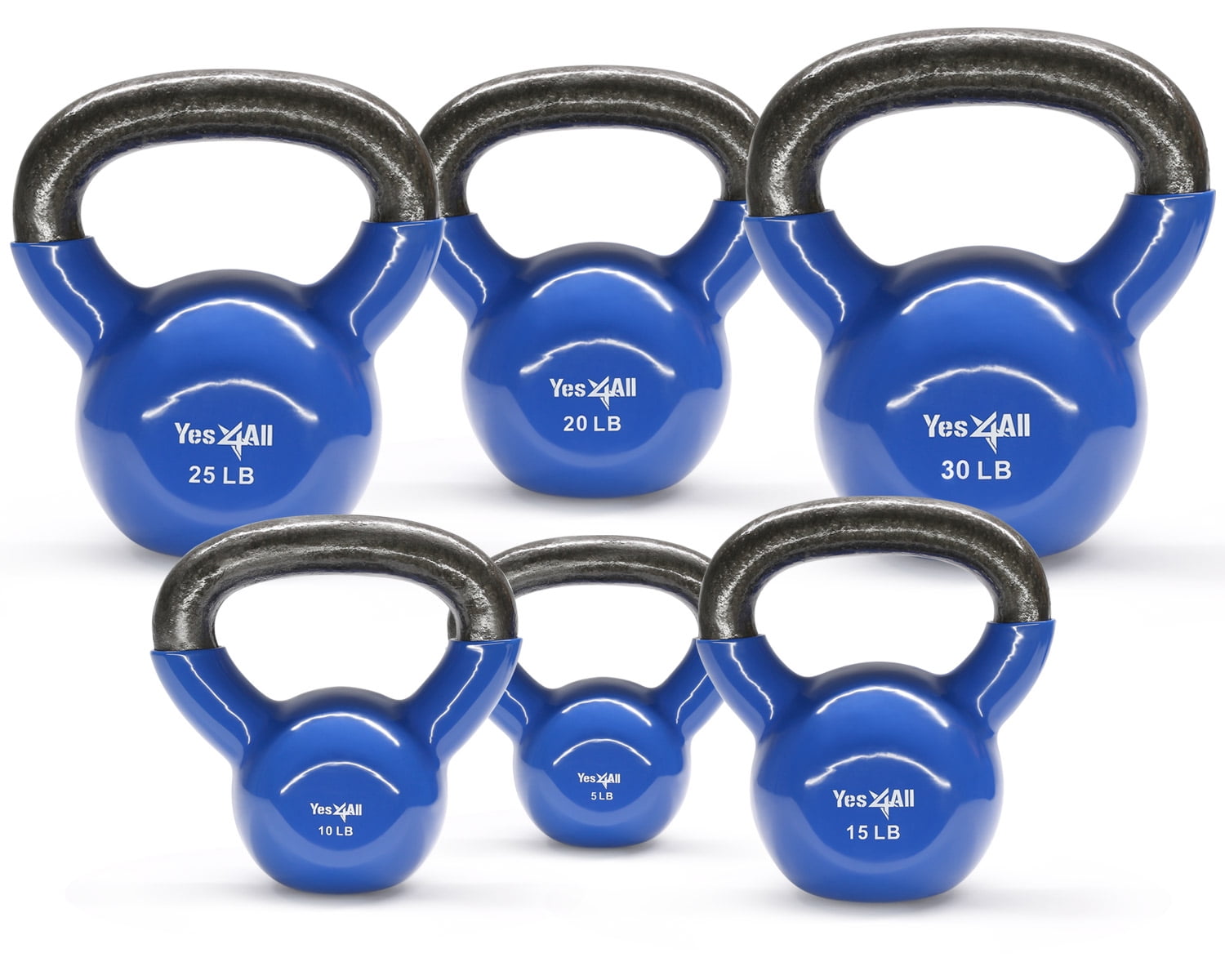 Yes4All Combo Vinyl Coated Kettlebell Weight Sets ? Great for Full Body