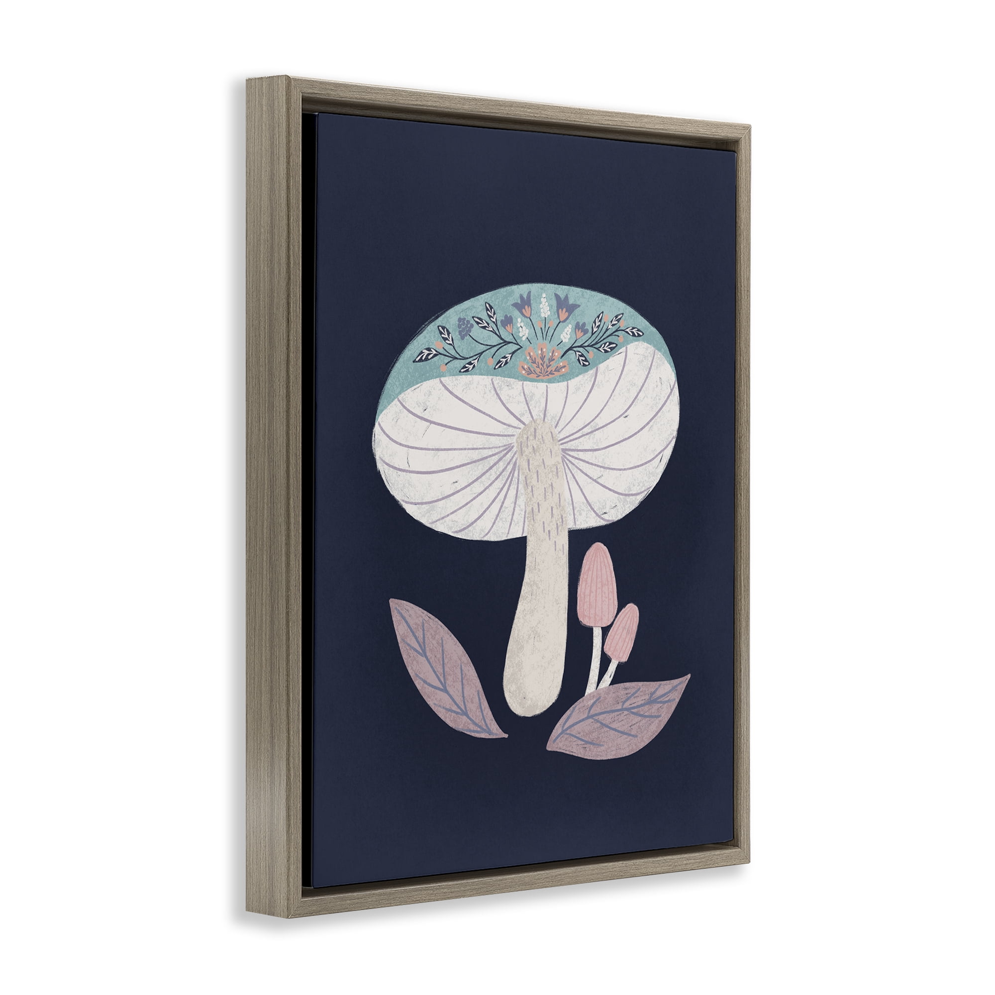 Stupell Industries Floral Cottage Mushroom Brown Framed Floater Canvas Wall Art, design by Metka Hiti