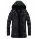 thumbnail image 3 of Chaqueta militar cortavientos con capucha, informal, nueva, de invierno 2024, cálida, estilo universitario, para hombre, chaquetas tipo parka, abrigo grueso de algodón lavado para hombre, 3 of 5