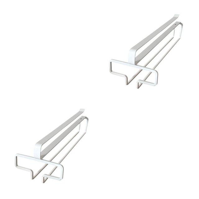 Bewildely Estante para copas de vino Copas debajo del soporte del gabinete Colgador de almacenamiento Copas de hierro Estante colgante Blanco 2piezas