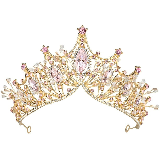 Corona de reina barroca, tiaras y coronas de princesa doradas, tiara y corona de boda para coronas de novia para mujeres, adultos y niñas, graduación, cumpleaños, Halloween