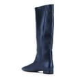 thumbnail image 4 of FSJ Women Almond Closed Toe Knee High Boots Flat Low Heel Stretchy Pull On Long Boots Comfort Fall Winter Walking Shoes Size 8 Navy, 4 of 4
