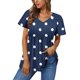 thumbnail image 2 of Jean Corto Pantalones Cortos con Cuello en V Gradiente Impreso Manga Corta Superior de Poliéster, Blusa de Moda Casual para el Uso Diario Y las Salidas, 2 of 5