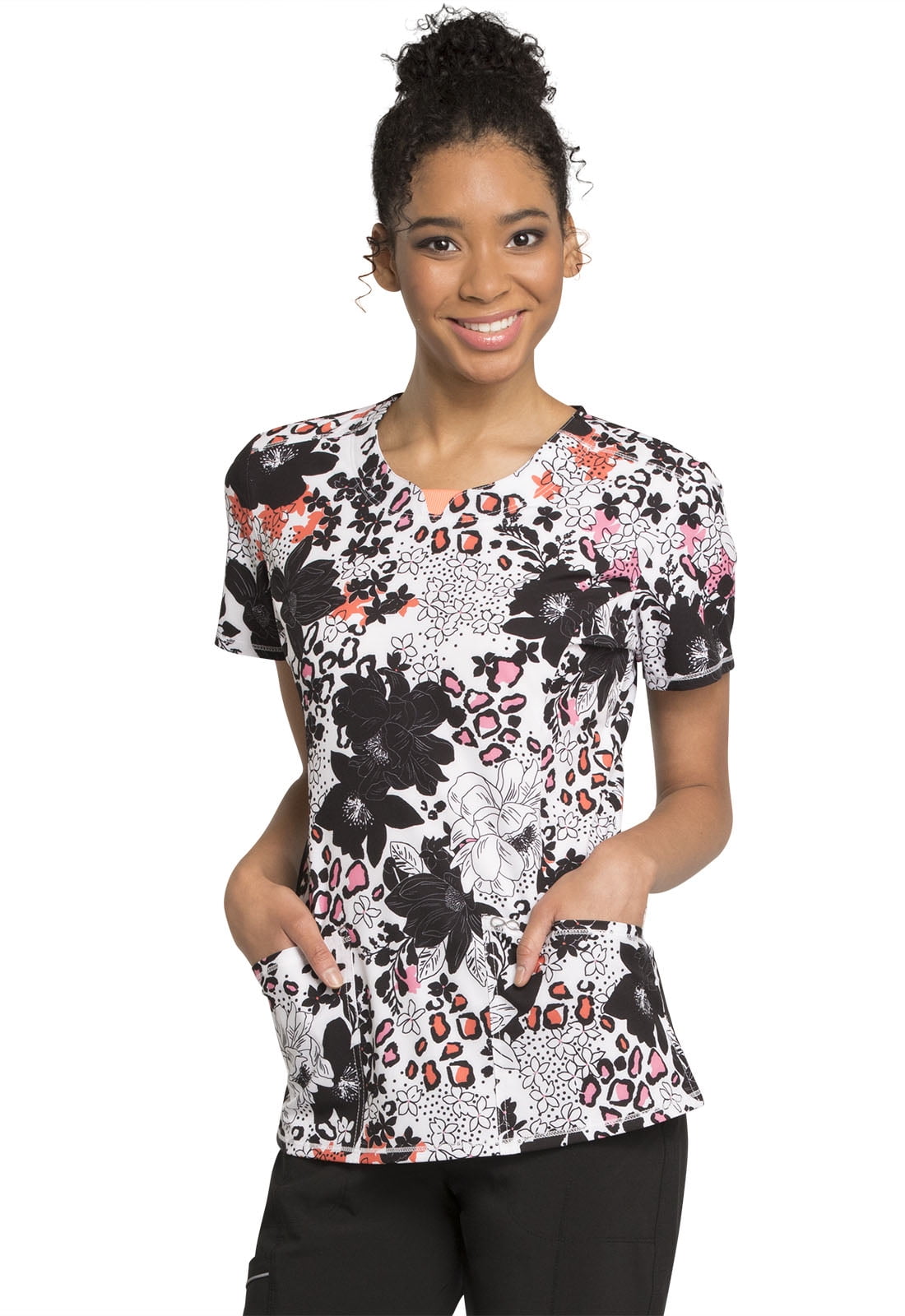 Cherokee Infinity Women Medical Scrubs Top Round Neck CK609, S, Wild