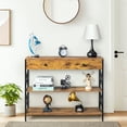thumbnail image 4 of Table Console à 3 Niveaux pour Entrée avec Tiroir et 2 Rangements Ouverts, Table de Canapé Industrielle avec Rangement pour Salon, Table Console Étroite avec Design en X, Robuste et Durable, 4 of 9