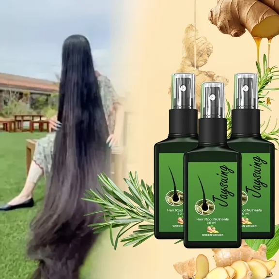 Ginseng & Ginger Hair Serum Spray - Ginger Hair Care Essential Oil & Spray, Biotin Hair Serum, 1.05oz Herbal Moisturizing for All Hair Types, Green Ginger Extract with Black Seed Oil & Argan Oil