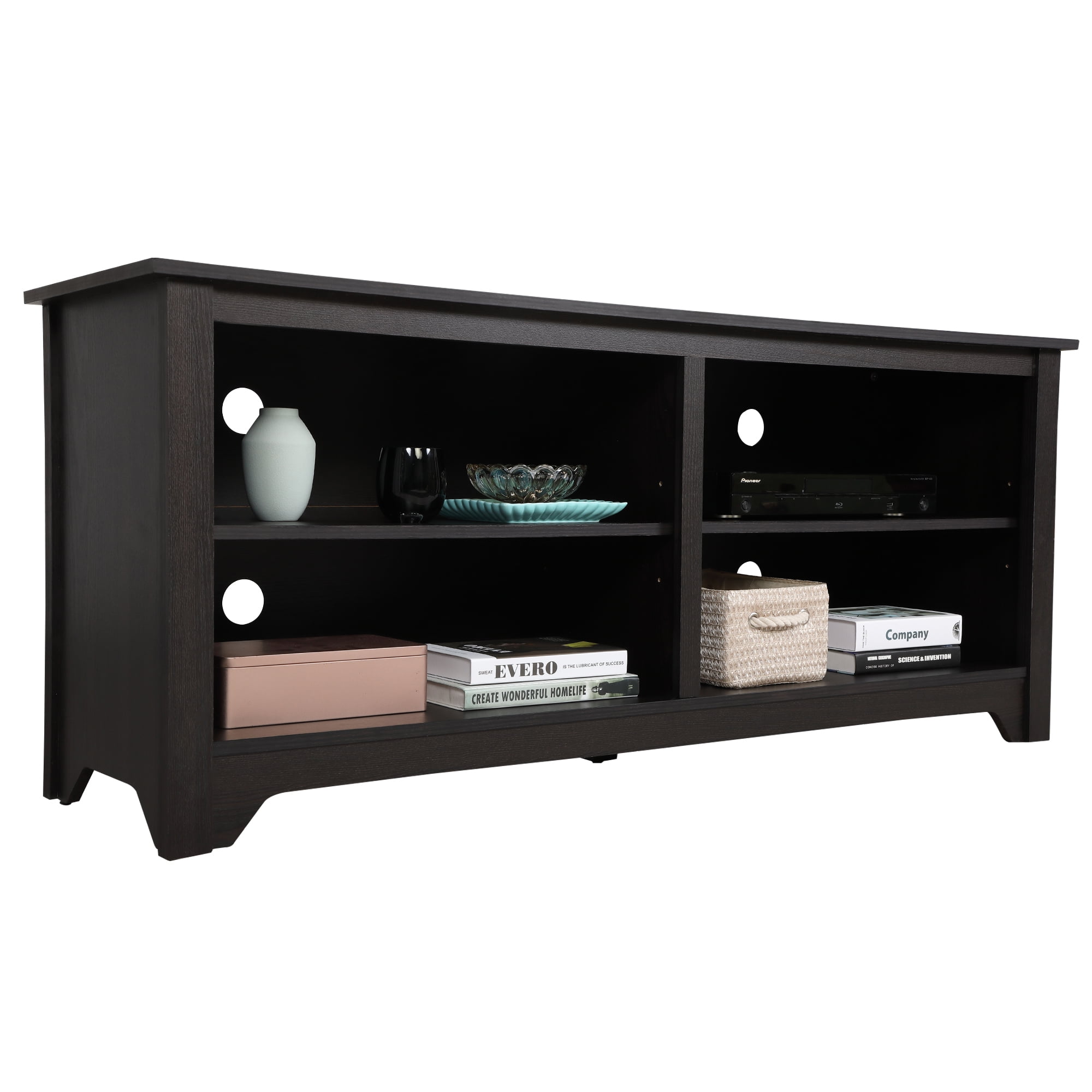 Private Jungle Wooden TV Stand - for TVs up to 65" Media Console Storage Cabinet Entertainment,Dark Brown