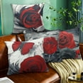 thumbnail image 4 of Set of 4 18x18 Flower Throw Pillow Covers Red Rose Gray Black Decorative Pillow Covers Couch Bed Sofa Floral Square Pillow Cover Red Black Linen Farmhouse Pillow Case Spring Summer (Red Black), 4 of 6