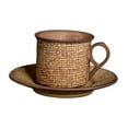 thumbnail image 3 of Taza de café expreso con platillo, juego de tazas de café, Taza de leche rústica, Taza de cerámica para bebidas calientes o frías, café con leche, Marrón, 3 of 8