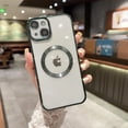 thumbnail image 6 of Compatible with iPhone 14 Plus Magnetic Clear Case,Luxury Plating Bling Transparent Shockproof MagSafe Case with Full Camera Lens Protector for iPhone 14 Plus Women Girl Men-Elegant Green, 6 of 13