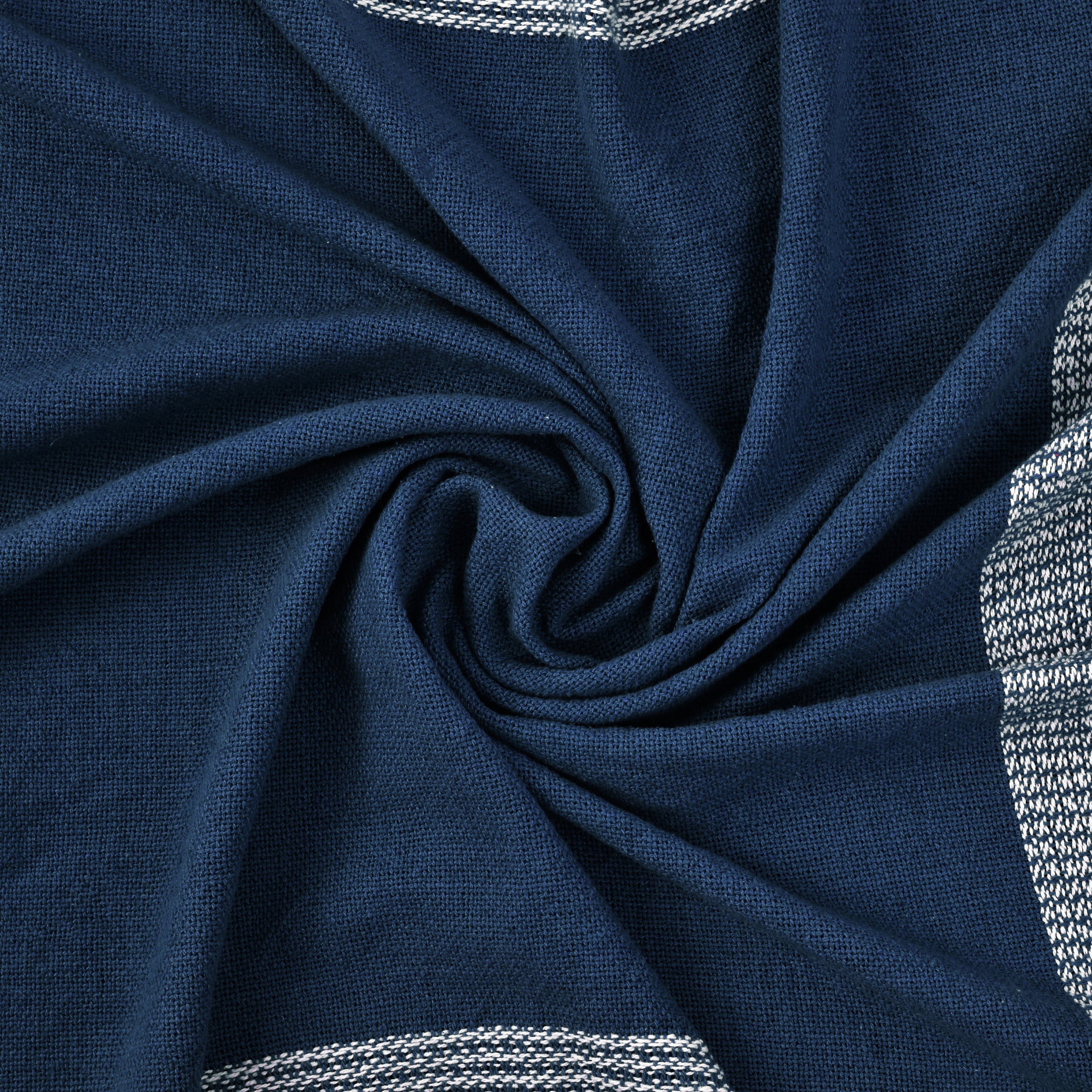 Ox Bay Navy Blue/White Tartan Plaid Cotton Throw Blanket, 50" x 60"