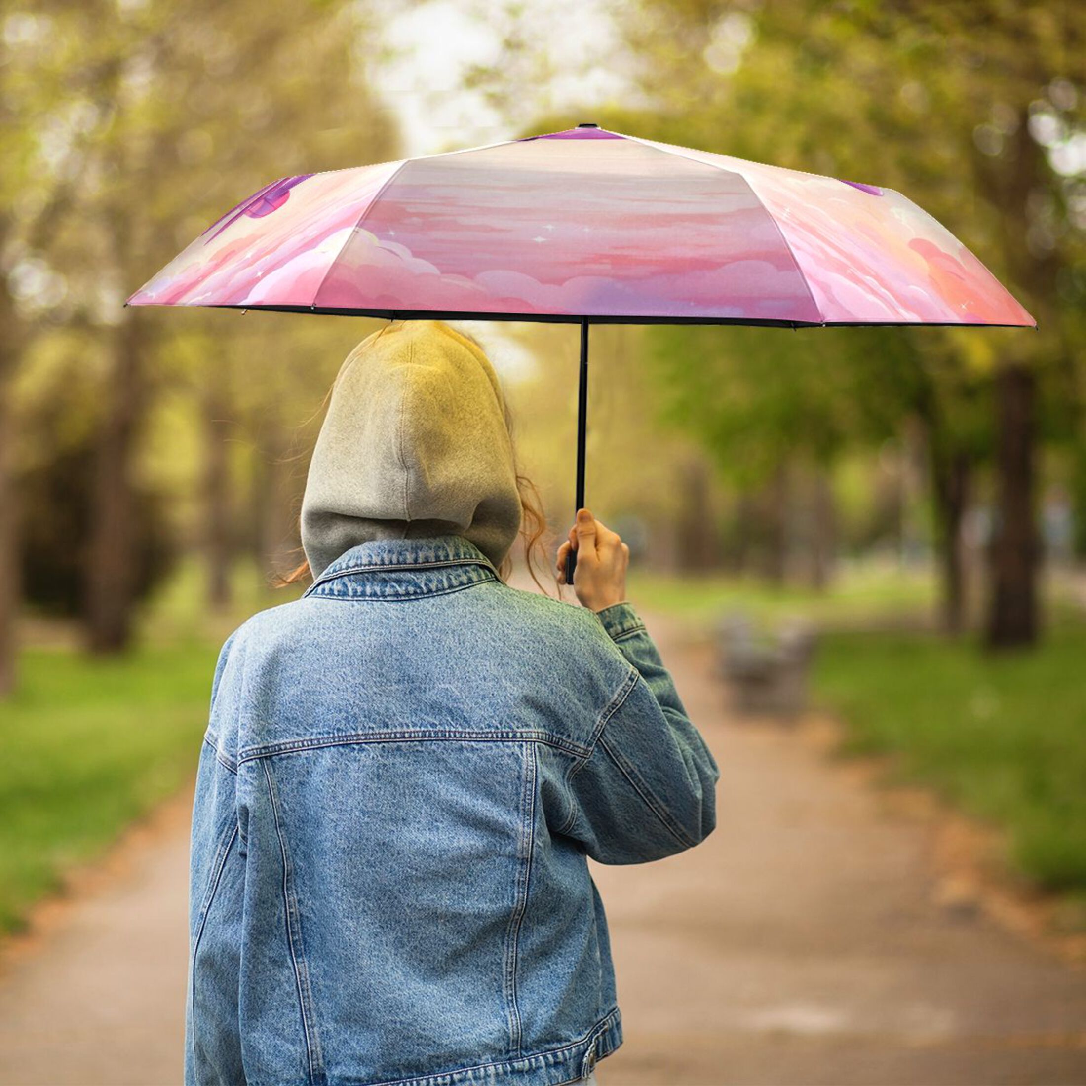 Aircraft Flying in Sky Compact Sun Umbrella Windproof Travel Umbrellas for Rain Strong Portable UV Protection