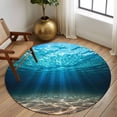 thumbnail image 2 of Round Rug 6Ft Washable Non-Slip, Light Blue Ocean Waves Circle Area Rugs for Living Room Bedroom, Summer Beach Coastal Abstract Indoor Floor Mats Carpet Runner for Home Decor Aesthetic, 2 of 8