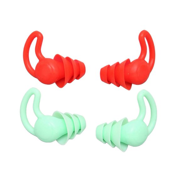 Waterproof Silicone Ear Plugs - 2 Pairs for Noise Reduction, Sleep, Swimming, Study - Reusable and Washable with Shark Fin Edges