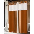 thumbnail image 4 of Burnt Orange Beige Striped No Hook Shower Curtain Waterproof,Bathroom Curtains with Snap in Liners and See Through Top Window,Modern Farmhouse Retro Lines Hotel Bathtub Curtains Shower 60"Wx72"L, 4 of 8