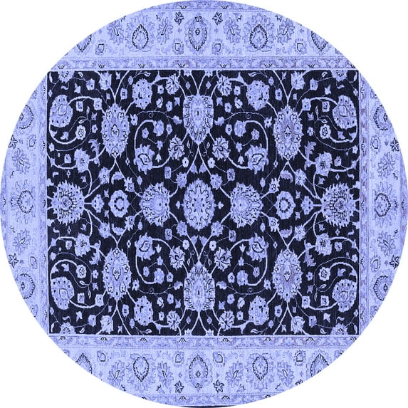 Ahgly Company Indoor Round Oriental Blue Traditional Area Rugs, 3' Round