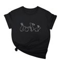 thumbnail image 1 of Tops de Cuello Alto para las Mujeres Amante Impreso Camiseta Cuello Redondo Manga Corta, Poliéster Spandex, 1 of 7