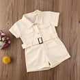 thumbnail image 2 of ITFABS Kid Girl's Summer One-piece Short Short Sleeve Turn-down Collar Jumpsuit, 2 of 8