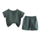 thumbnail image 1 of Odeerbi 1-8 Años Niños Trajes de Verano Algodón Lino Manga Corta Tops Pantalones Cortos Conjunto de Dos Piezas, 1 of 4