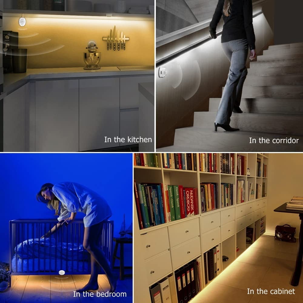 YI LIGHTING LED 5FT Motion Activated Strip Lights, Plug-in LED Night Light Waterproof for Bed Kitchen Stair 6000K