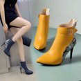 thumbnail image 7 of Fesfesfes Faux-Leather Boots for Women Winter Tassel Thick Heel High-heel Overshoes Mid-boots 6.5(38), 7 of 7