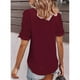 thumbnail image 2 of Sonducket Blusa holgada de manga corta para mujer, blusa informal bordada con cuello en V, camisa bonita para oficina, vacaciones en la playa, ropa Prendas para la parte del cuerpo rojo M Sonducket AP009844-12, 2 of 6