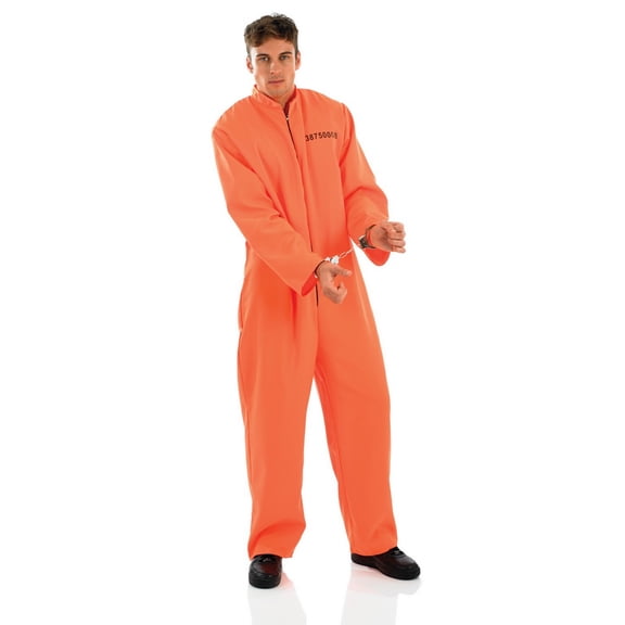 Fun Shack Mens Orange Prisoner Costume Adult Convict Jail Jumpsuit Fancy Dress Halloween Orange XL