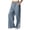 Light Blue, variant on Women's Cotton Linen Palazzo Pants High Waisted Wide Leg Trousers Casual Loose Side Slit Lace Patchwork Slacks with Pockets and Bow Tie