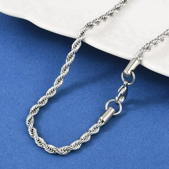 10 pc Tarnish Resistant 304 Stainless Steel Rope Chain Necklaces Stainless Steel Color 23.6 inch(59.9cm) 4mm