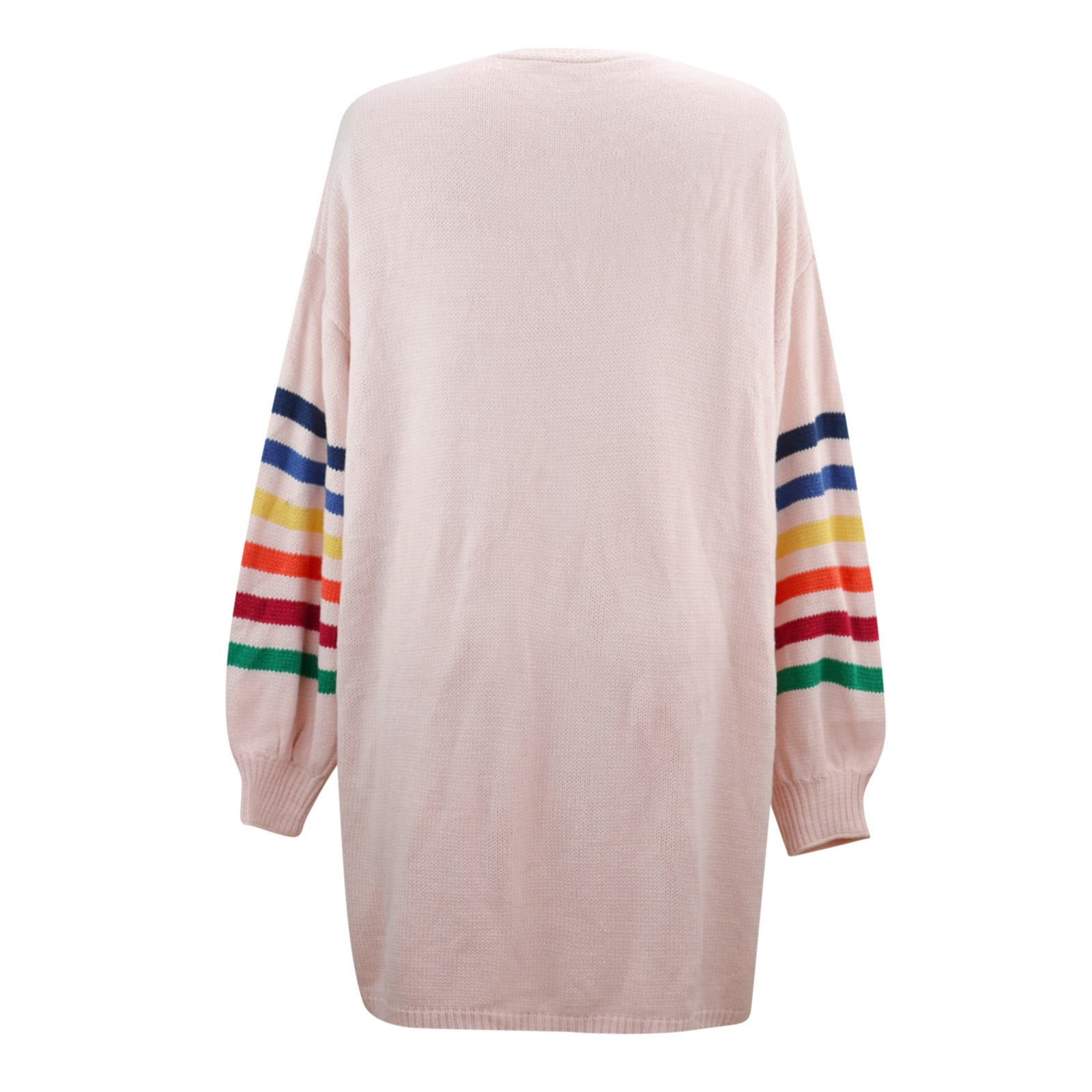 Skpblutn Women'S Cardigan Sweaters Winter Fall Casual Comfortable Tops Over Plus Size Warm Rainbow Stripe Print Open Front Fashion Outwear Neck Long Sleeve Knit Sweater Coats Pink L
