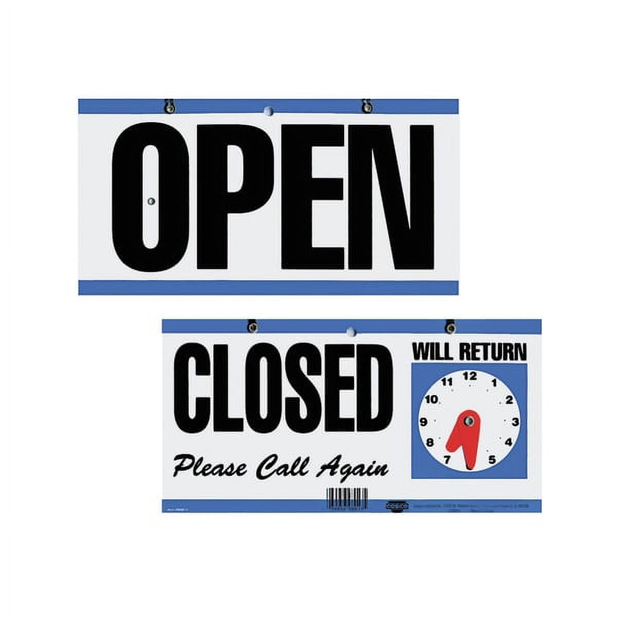 Cosco® Open/Closed/Will Return With Clock Sign, 6 x 11 1/2