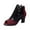 Wine, variant on Quaouag Women's Flowers Lace Fish Mouth Open Toe High Heels Sandals with Back Zipper Cutout Breathable Non-Slip Block Heeled Ankle Bootie Sandals Fashion Wedding Party Dress Shoes
