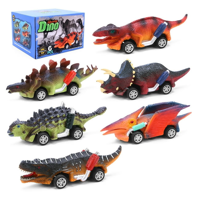 Juguetes de coches INKPOT Pull Back Dinosaurio 6PCS para niños 3-6 años