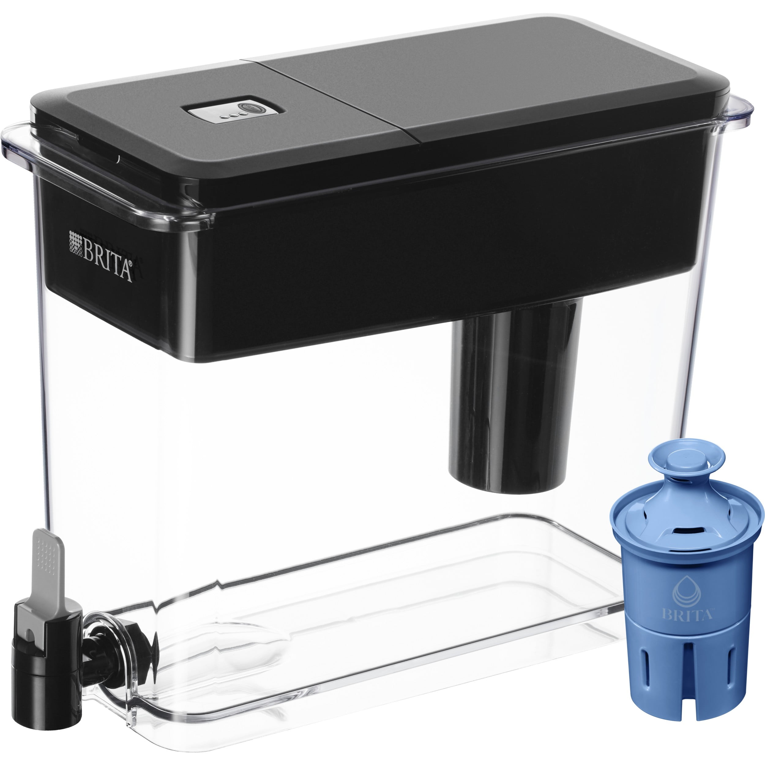 Brita Ultramax Polystyrene 27-Cup Black Water Filter Dispenser, with 2 Elite Filters