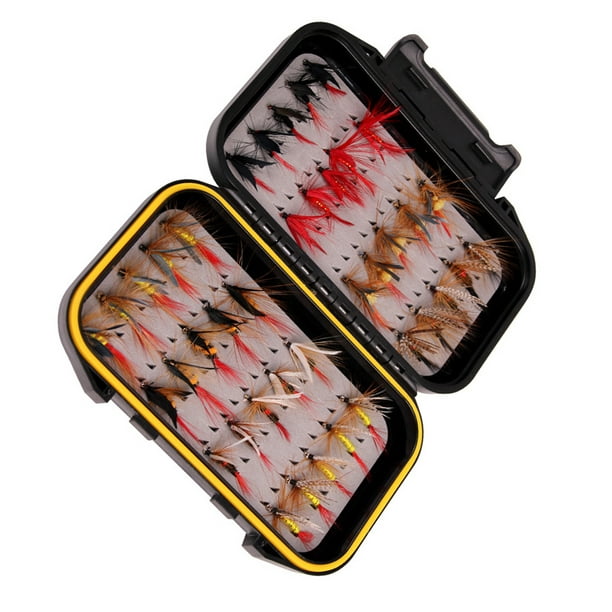 Ruiboury Fly Fishing Gear Flies Waterproof Dry Artificial Assortment Kit Multi-Color Bait Outdoor Case Hooks Beginners Accessories 40pcs Other