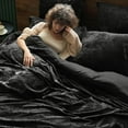 thumbnail image 7 of PHF Truly Velvet Duvet Cover Set Queen Size, 3 Pieces Luxury Ultra Soft Comforter Cover Set, Warm Flannel Duvet Cover with 2 Pillow Shams Bedding Collection, 90"x90", Black (No Insert), 7 of 7