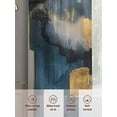 thumbnail image 6 of Abstract Art Sheer Curtains for Living Room Bedroom, Light-filtering Sheer Curtain, Blue Gold Oil Painting Texture Collage Art Rod Pocket Voile Window Treatment Drapes, 52’’Wx63’’L, 2 Panels Set, 6 of 7