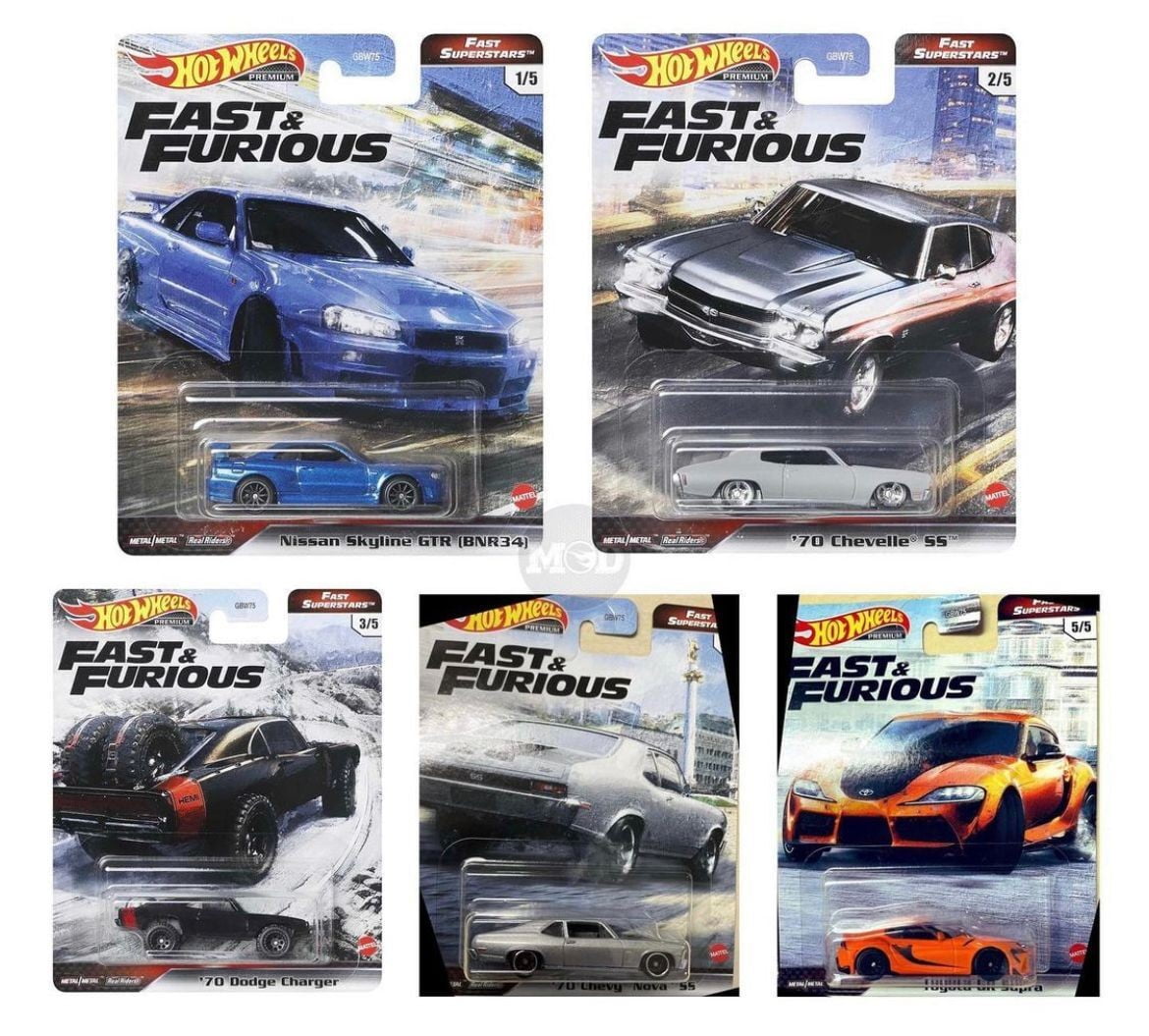 2020 Hot Wheels FAST & FURIOUS Set of all 5 Cars Walmart Exclusive Nissan Ford